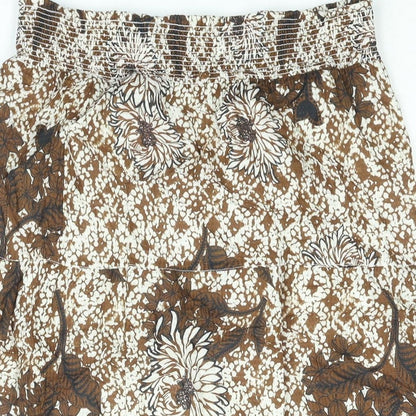 CC Womens Brown Geometric Viscose A-Line Skirt Size 10 - Floral Print
