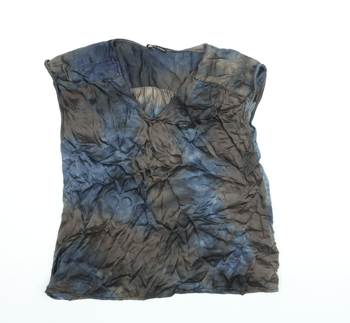 Black Colour Womens Brown Geometric Viscose Basic Blouse Size S Round Neck - Size S-M Tie Dye