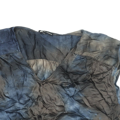 Black Colour Womens Brown Geometric Viscose Basic Blouse Size S Round Neck - Size S-M Tie Dye