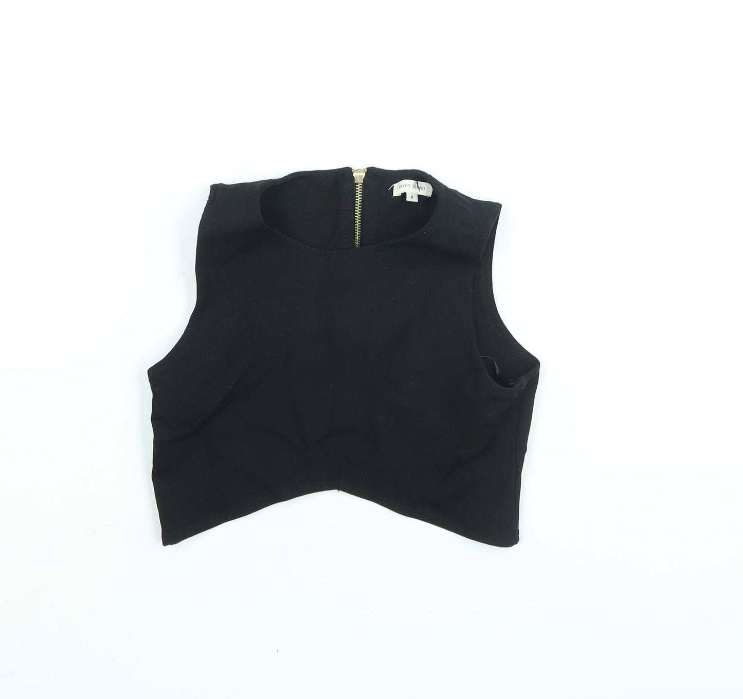 Womens UK Size 8 River Island Black Cropped Blouse