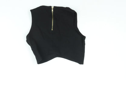 Womens UK Size 8 River Island Black Cropped Blouse
