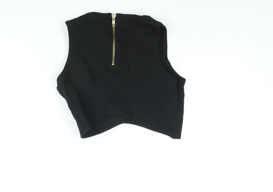 Womens UK Size 8 River Island Black Cropped Blouse