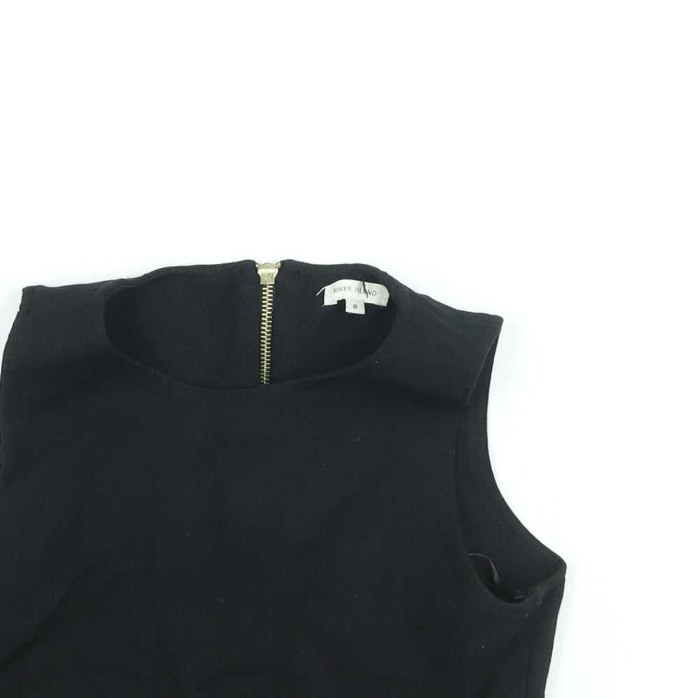 Womens UK Size 8 River Island Black Cropped Blouse