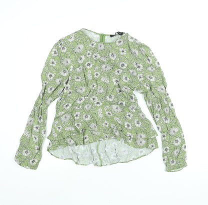 Womens UK Size M Zara Green Basic Blouse