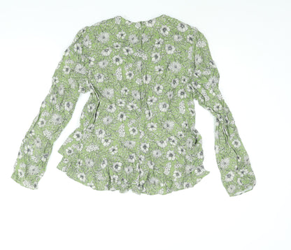 Womens UK Size M Zara Green Basic Blouse