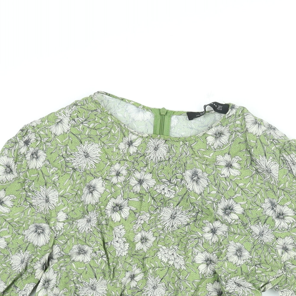 Womens UK Size M Zara Green Basic Blouse