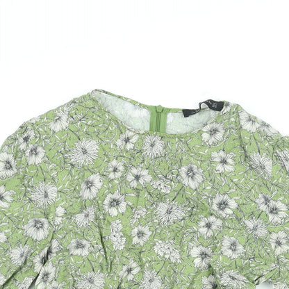 Womens UK Size M Zara Green Basic Blouse