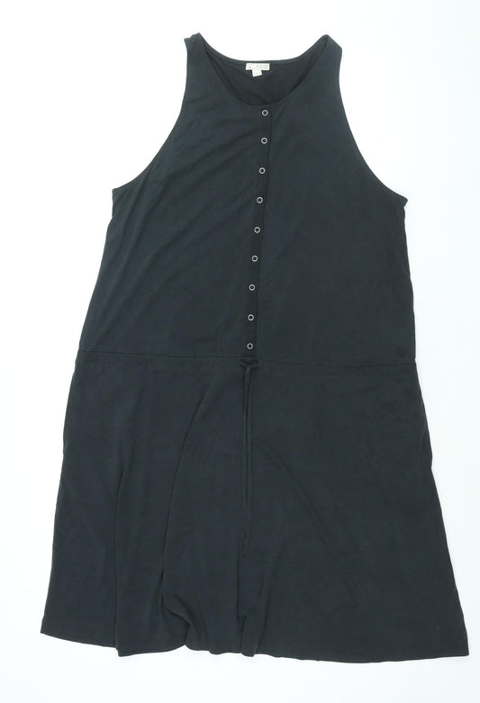 Gap Womens Black Modal Shift Size XL Scoop Neck Snap - Drawstring Waist