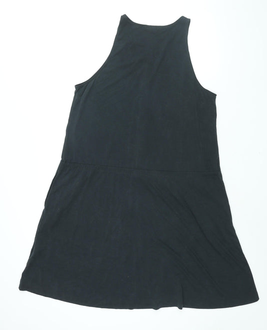 Gap Womens Black Modal Shift Size XL Scoop Neck Snap - Drawstring Waist