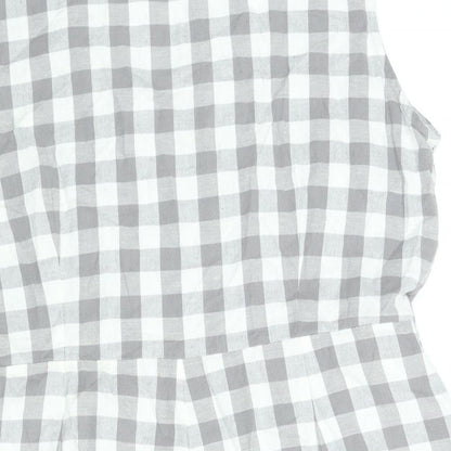 New Look Womens Grey Gingham Cotton Romper One-Piece Size 16 L3 in Button - Belted
