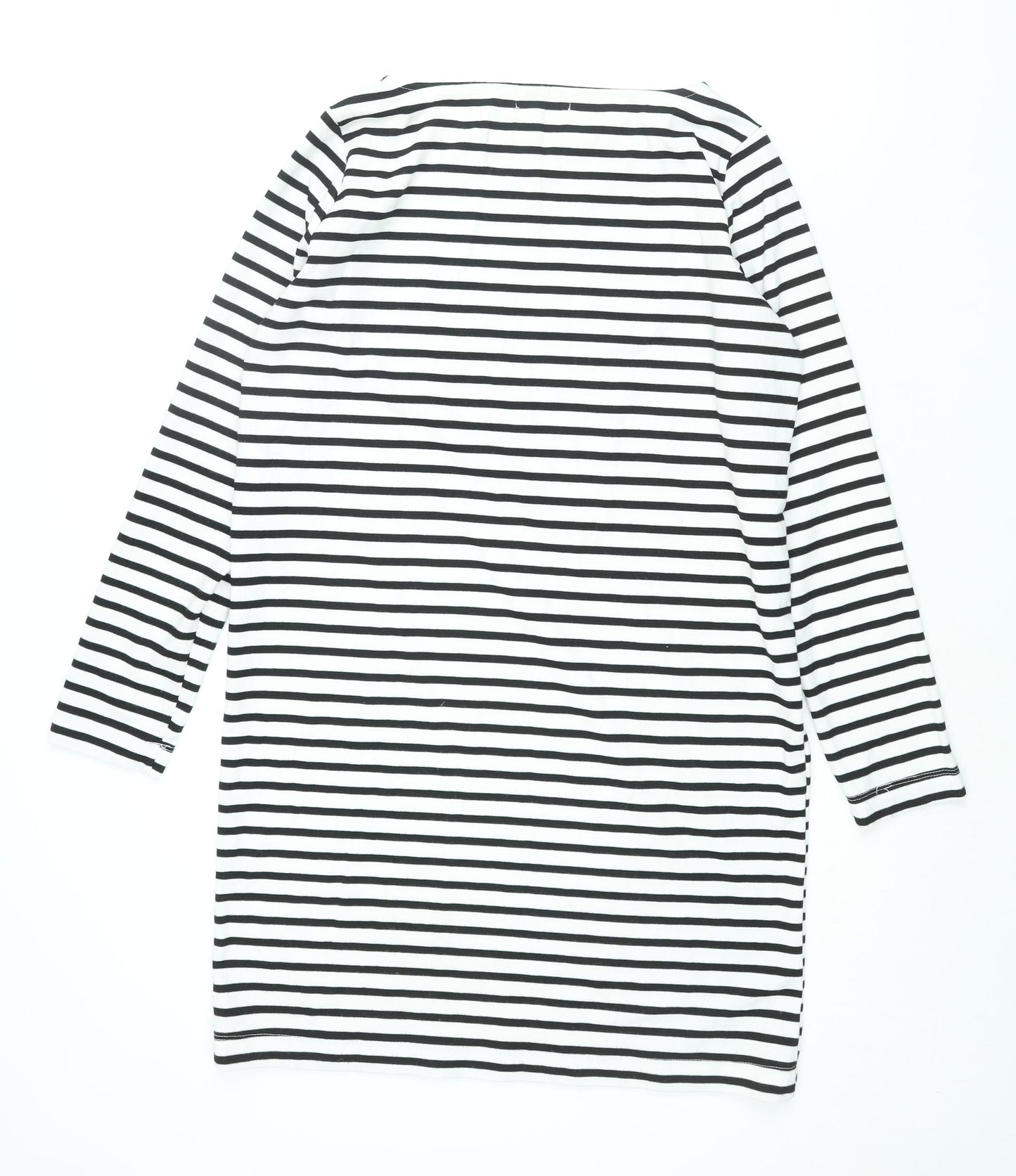 Pieces Womens White Striped Polyester Shift Size M Boat Neck Pullover