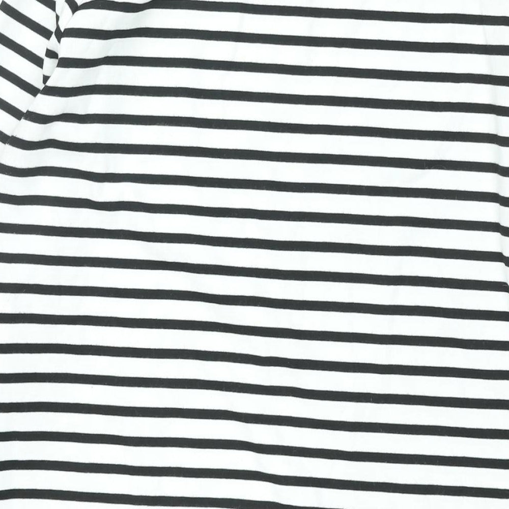 Pieces Womens White Striped Polyester Shift Size M Boat Neck Pullover