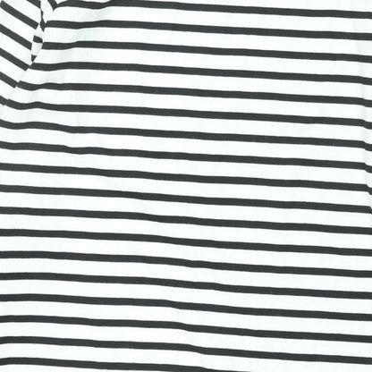 Pieces Womens White Striped Polyester Shift Size M Boat Neck Pullover