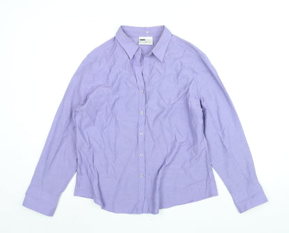 Womens UK Size 18 Sara Purple Basic Button-Up