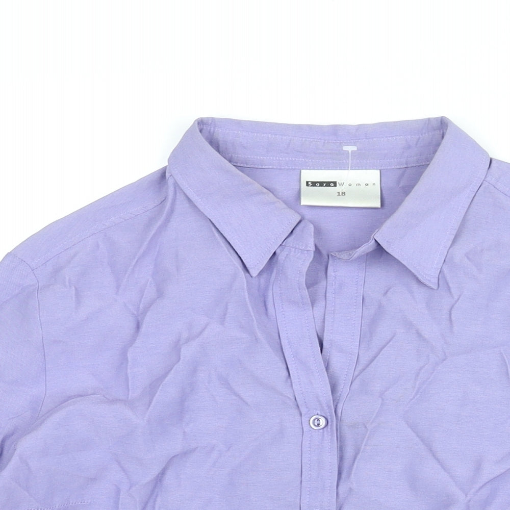 Womens UK Size 18 Sara Purple Basic Button-Up