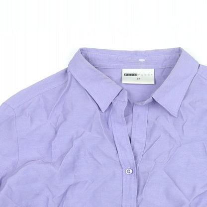 Womens UK Size 18 Sara Purple Basic Button-Up