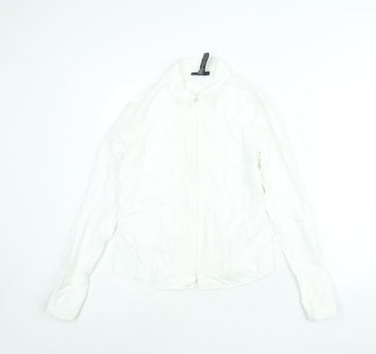 Style&co. Womens White Cotton Basic Blouse Size 8 Collared - Lace Trim