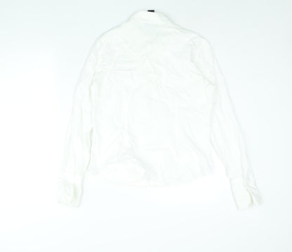 Style&co. Womens White Cotton Basic Blouse Size 8 Collared - Lace Trim