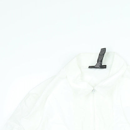 Style&co. Womens White Cotton Basic Blouse Size 8 Collared - Lace Trim