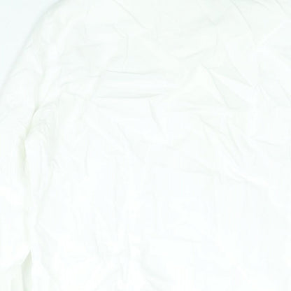 Style&co. Womens White Cotton Basic Blouse Size 8 Collared - Lace Trim