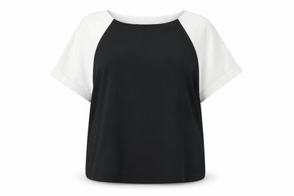 Next Womens Black Colourblock Polyester Basic Blouse Size 14 Round Neck