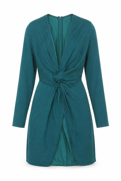 Missguided Womens Green Polyester Wrap Dress Size 8 V-Neck Zip
