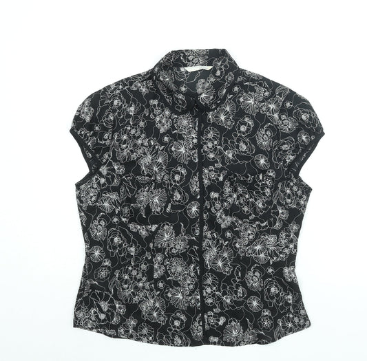 Womens UK Size 14 AMARANTO Black Basic Blouse