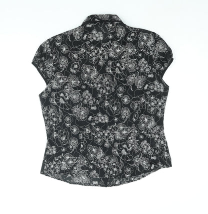Womens UK Size 14 AMARANTO Black Basic Blouse