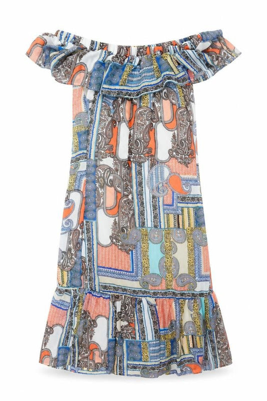 Cutie Womens Multicoloured Geometric Polyester Shift Size 8 Off the Shoulder Pullover