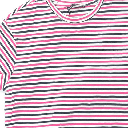 Marks and Spencer Womens Multicoloured Striped Cotton T-Shirt Dress Size 8 Round Neck Pullover