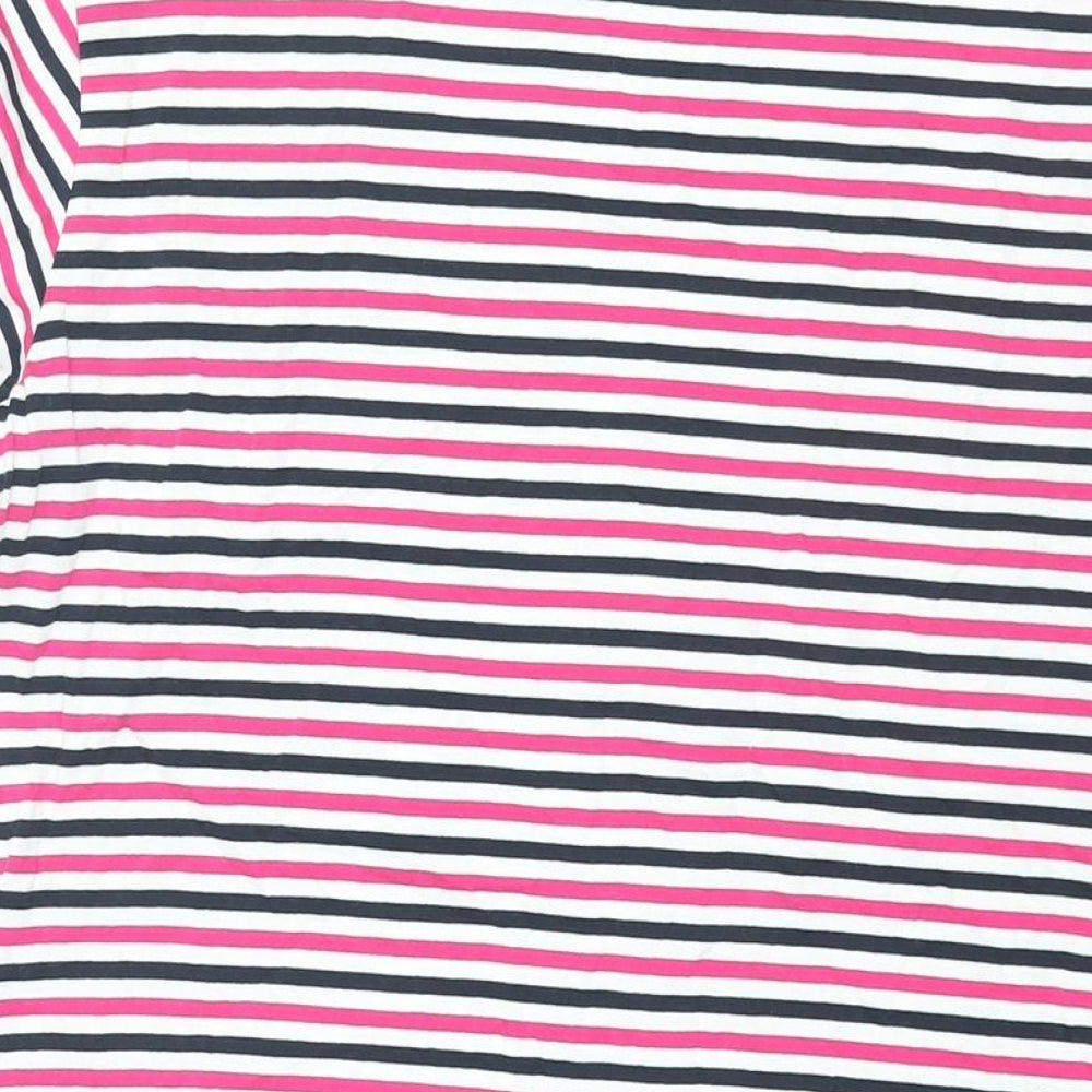 Marks and Spencer Womens Multicoloured Striped Cotton T-Shirt Dress Size 8 Round Neck Pullover
