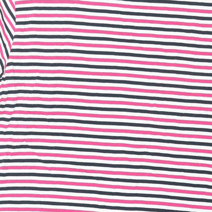 Marks and Spencer Womens Multicoloured Striped Cotton T-Shirt Dress Size 8 Round Neck Pullover