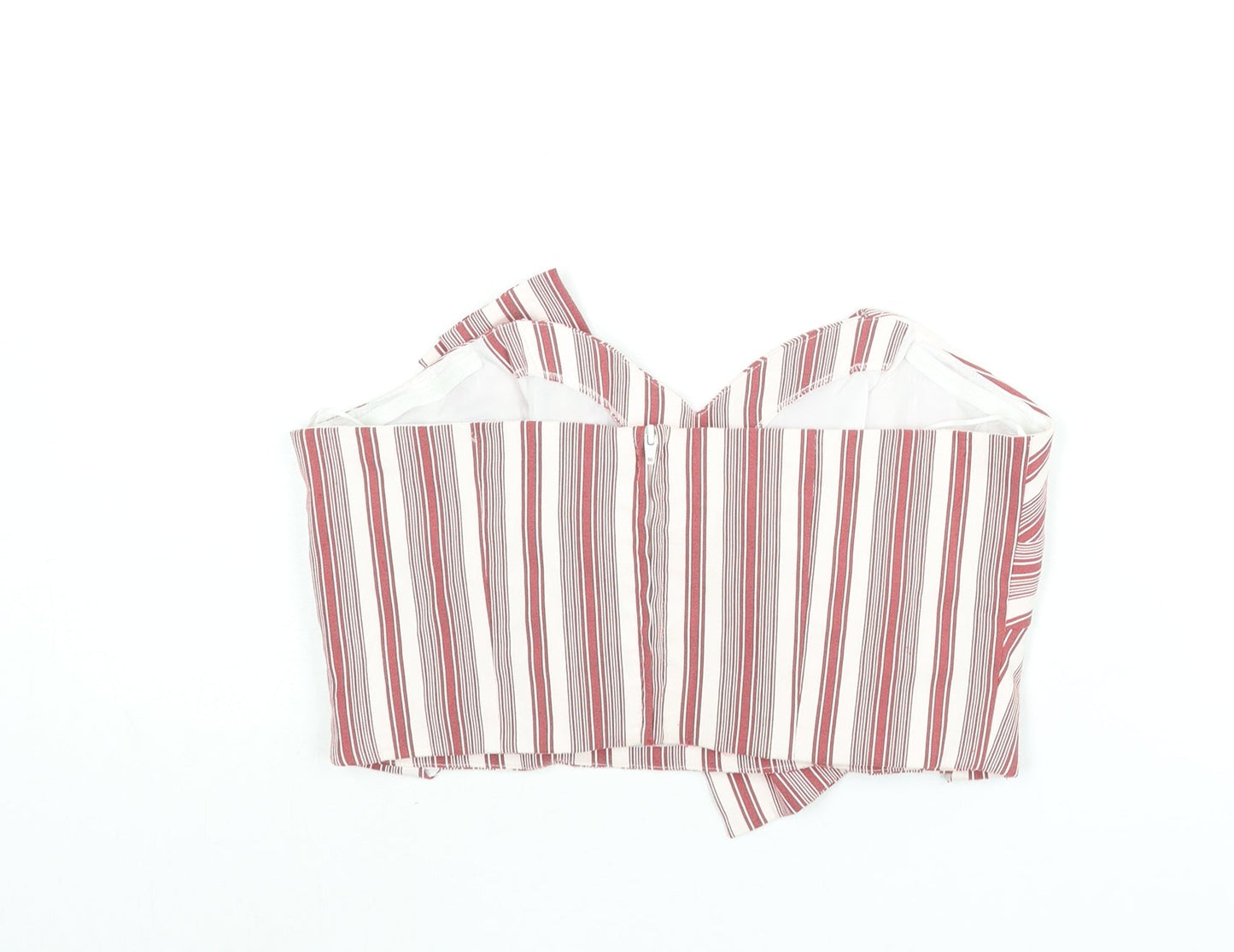 Miss Selfridge Womens Red Striped Viscose Cropped Blouse Size 12 Sweetheart - Bow