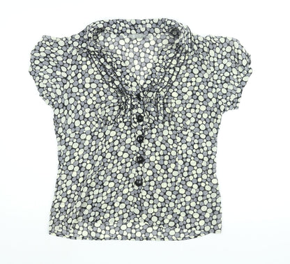 Mia Moda Womens Grey Geometric Polyester Basic Blouse Size 16 Collared - Frill