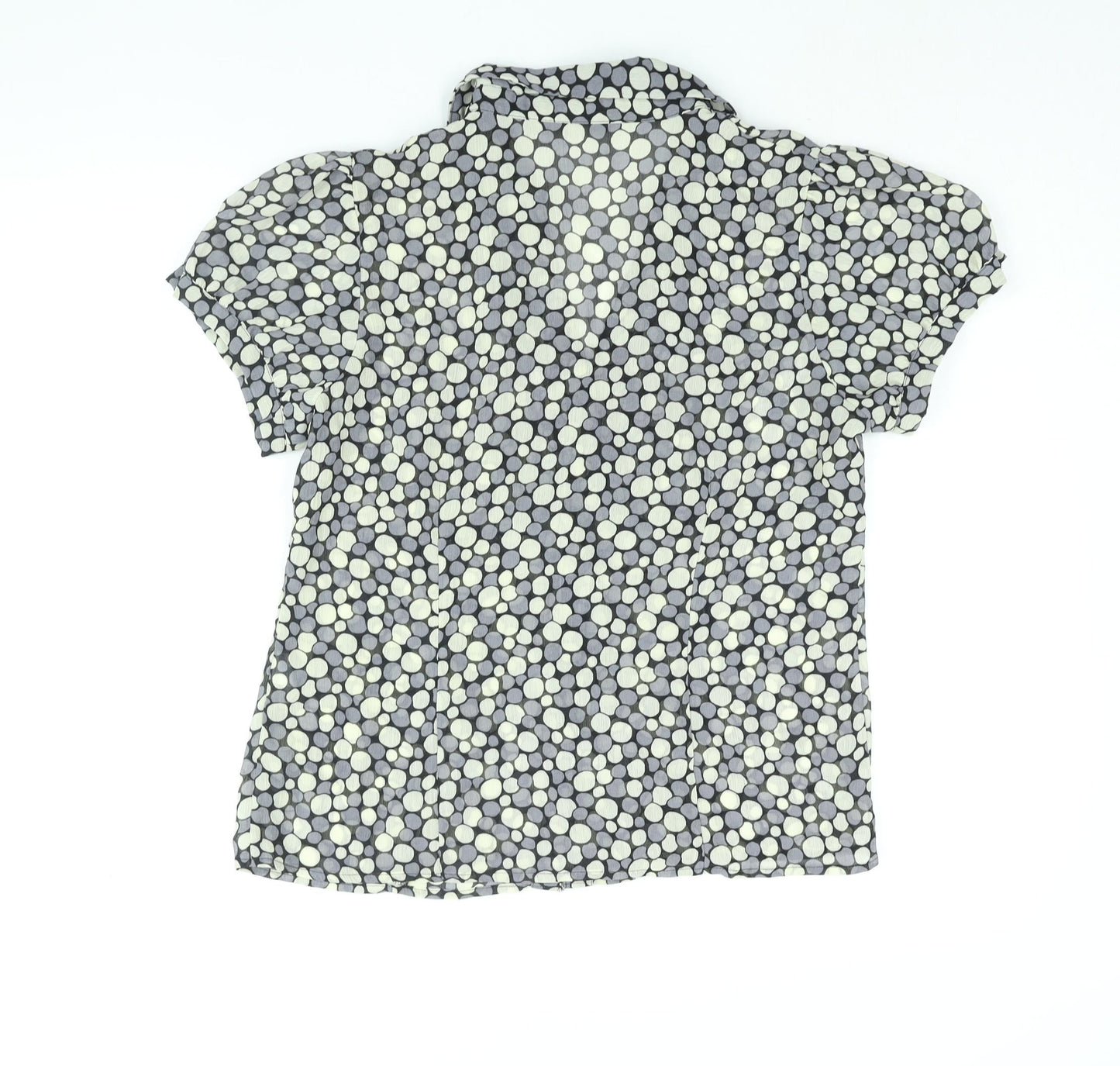 Mia Moda Womens Grey Geometric Polyester Basic Blouse Size 16 Collared - Frill