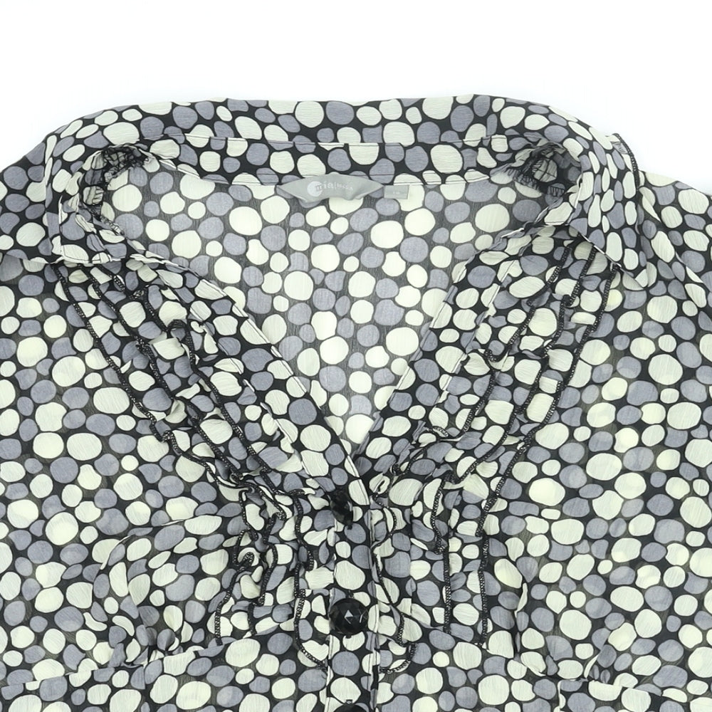 Mia Moda Womens Grey Geometric Polyester Basic Blouse Size 16 Collared - Frill