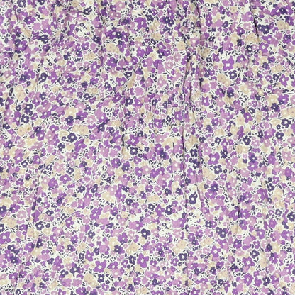 Penny Plain Womens Purple Floral Polyester A-Line Skirt Size 10 - Button Detail