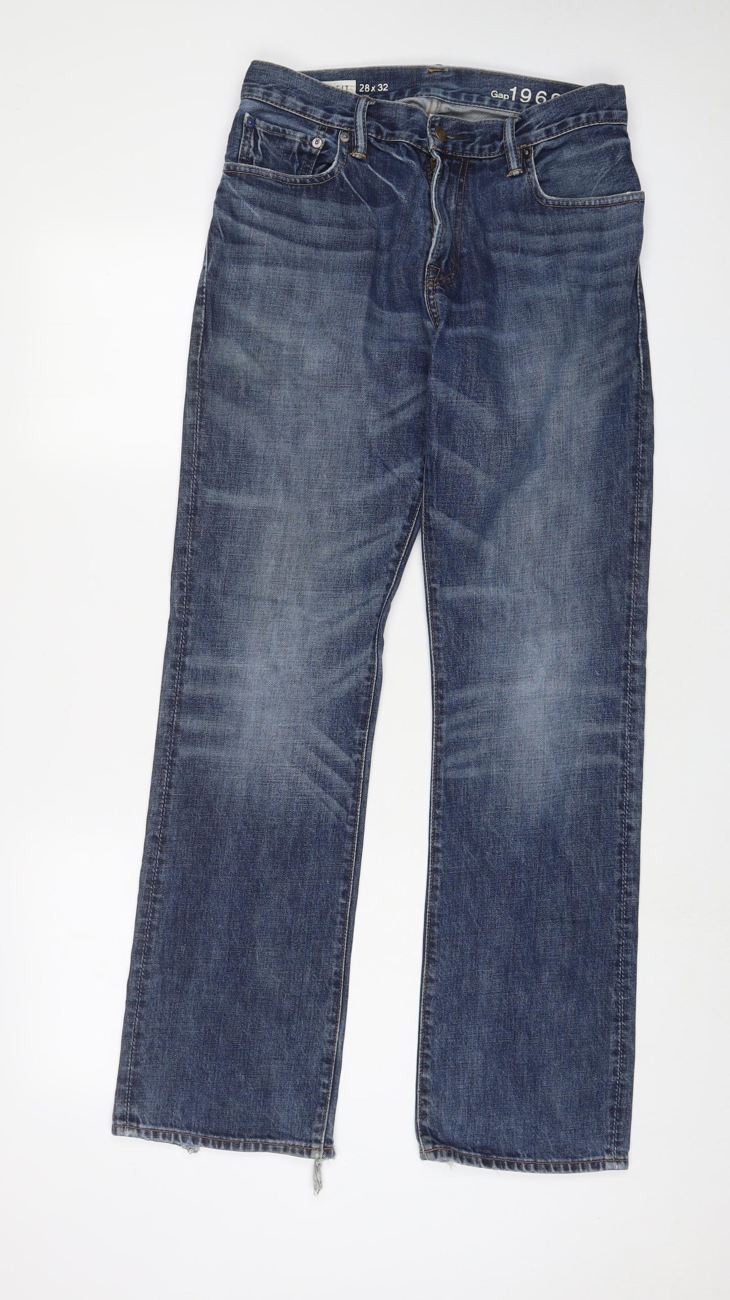 Gap Mens Blue Cotton Straight Jeans Size 28 in L32 in Regular Zip