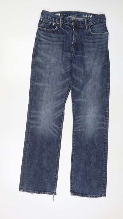 Gap Mens Blue Cotton Straight Jeans Size 28 in L32 in Regular Zip