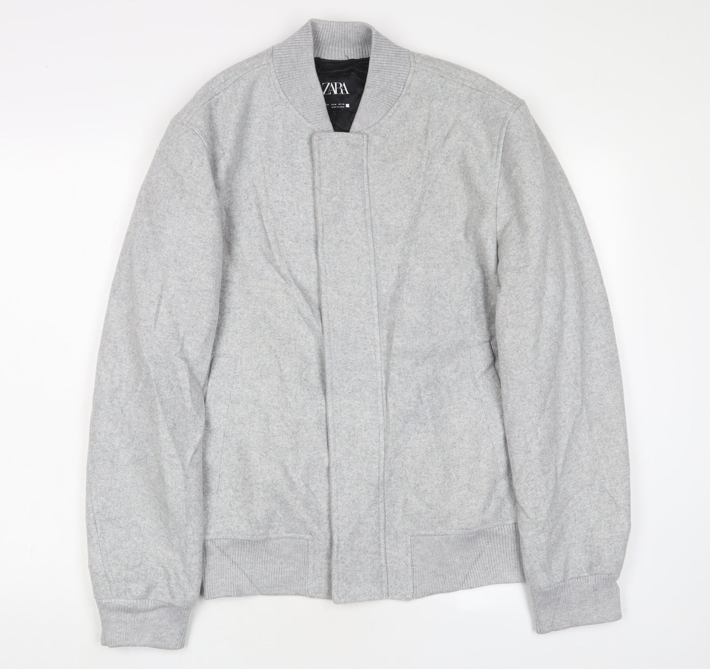 zaa Womens Grey Bomber Jacket Jacket Size M Zip
