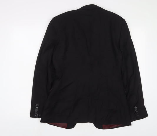 Mens UK Size 38 Topman Regular Black Suit Jacket