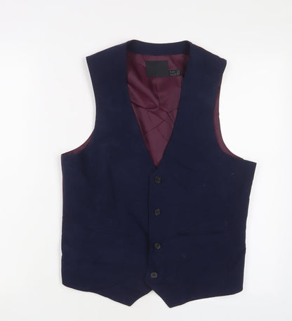 ASOS Mens Blue Polyester Jacket Suit Waistcoat Size 38 Regular