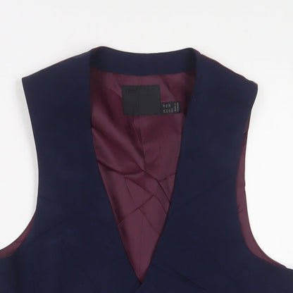 ASOS Mens Blue Polyester Jacket Suit Waistcoat Size 38 Regular