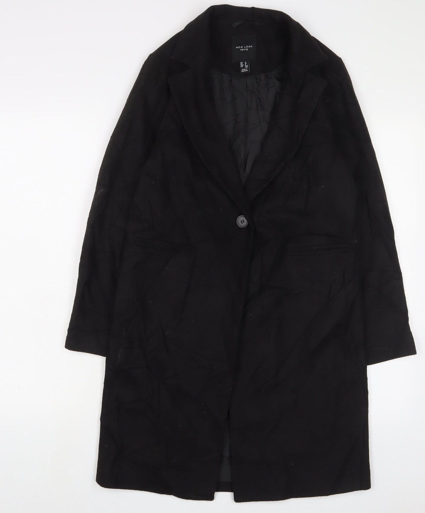 Womens UK Size 4 New Look Black Overcoat
