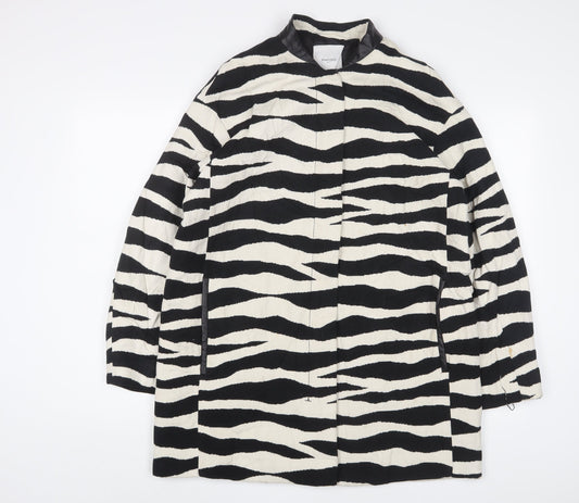 Mango Womens White Geometric Jacket Size L Zip