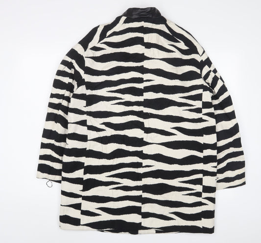 Mango Womens White Geometric Jacket Size L Zip