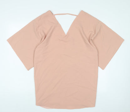 ASOS Womens Pink Polyester A-Line Size 10 V-Neck Pullover