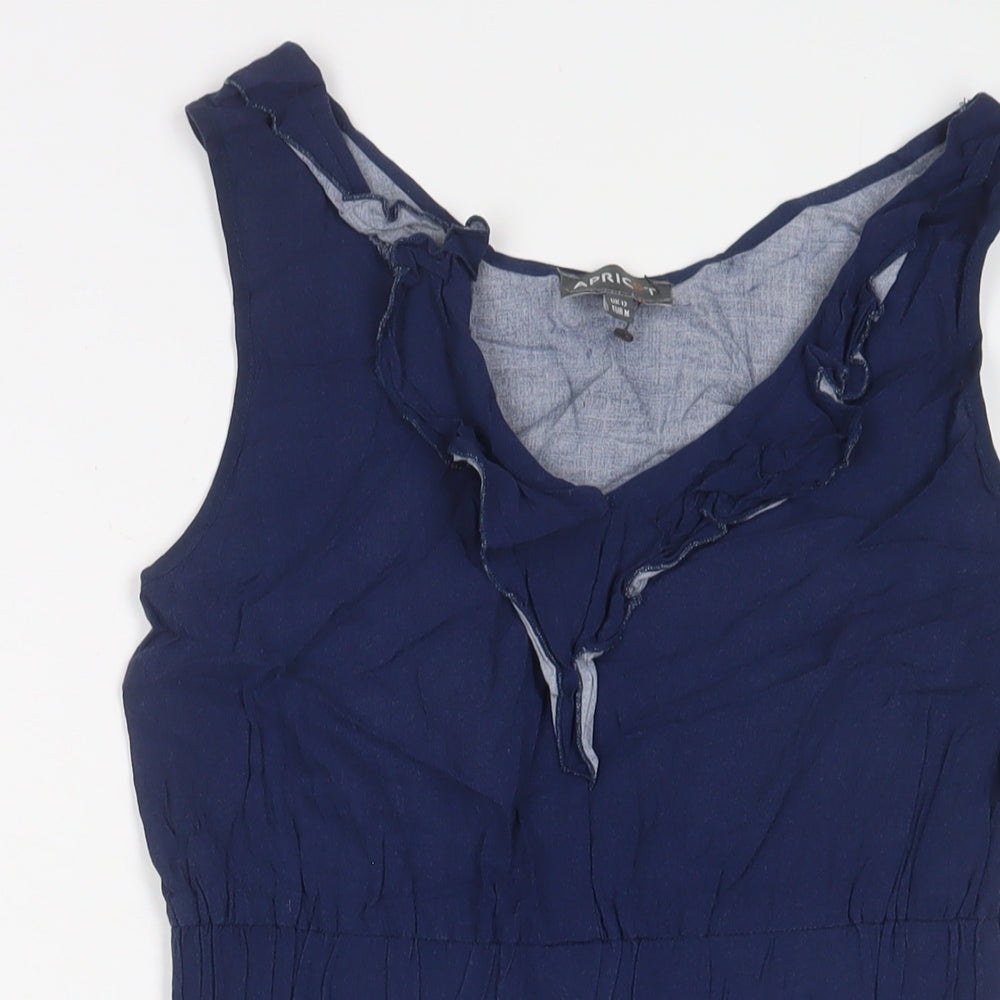 Apricot Womens Blue Floral Viscose A-Line Size 12 V-Neck Pullover