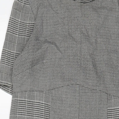 NEXT Womens Grey Plaid Polyester Sheath Size 14 Boat Neck Zip