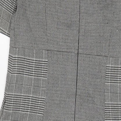 NEXT Womens Grey Plaid Polyester Sheath Size 14 Boat Neck Zip